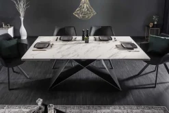 Ausziehbarer Esstisch PROMETHEUS 180-220-260cm weiß Marmor Keramik made in Italy