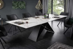 Ausziehbarer Esstisch PROMETHEUS 180-220-260cm weiß Marmor Keramik made in Italy