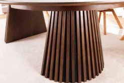 Ausziehbarer Esstisch VALHALLA WOOD 120-160-200cm smoked braun Eichenholz Säulenfuß