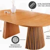 Ausziehbarer Esstisch VALHALLA WOOD 120-160-200cm natur Eichenholz oval Säulenfuß