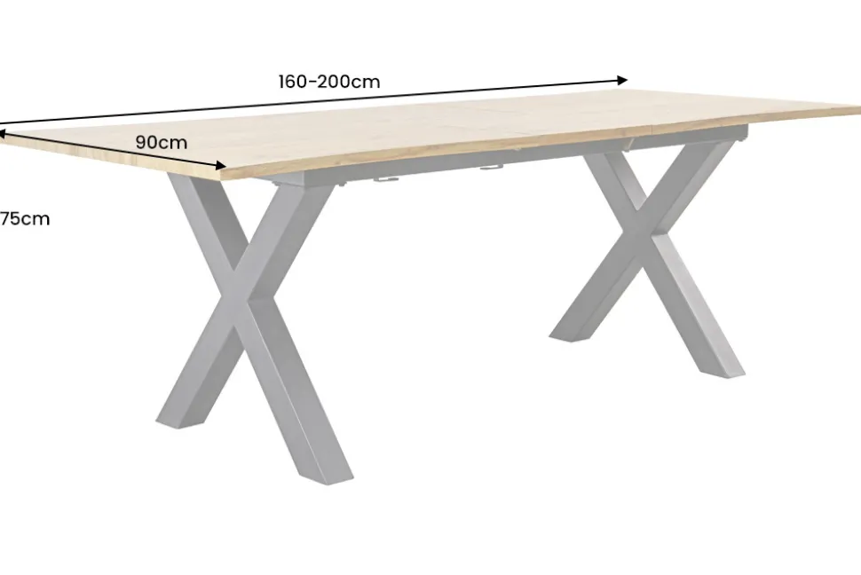 Ausziehbarer Esstisch WILD 160-200cm braun Wildeichen-Design schwarz Baumkante
