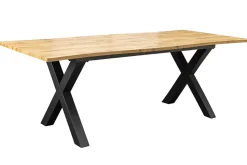 Ausziehbarer Esstisch WILD 180-220cm braun Wildeichen-Optik schwarz Baumkante