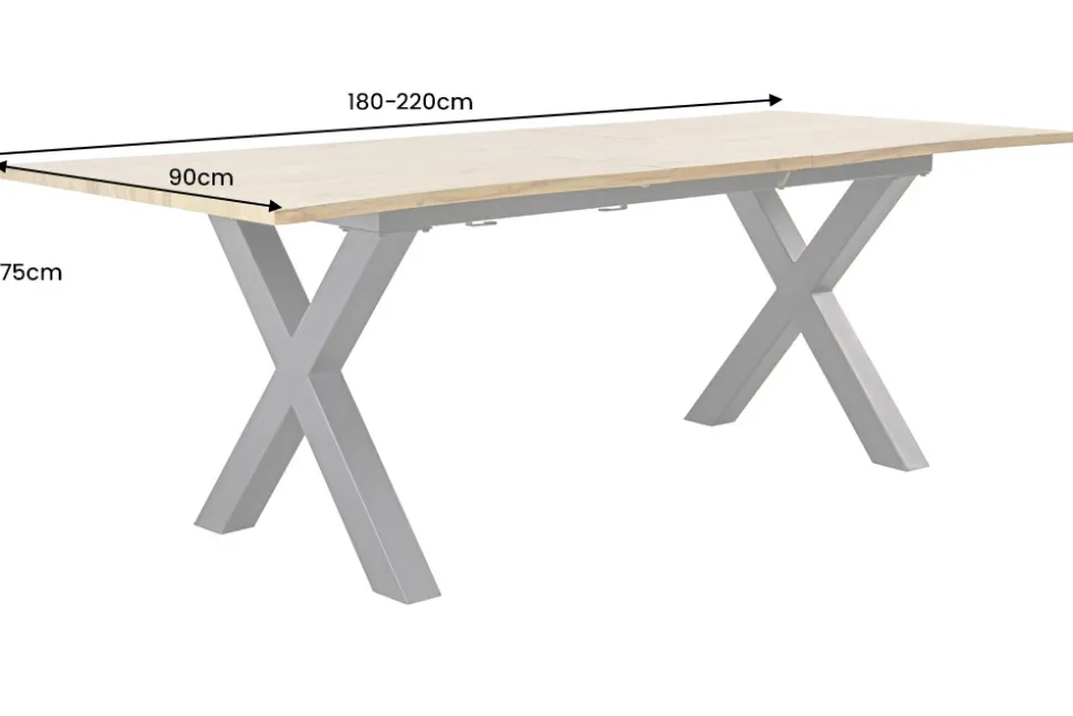 Ausziehbarer Esstisch WILD 180-220cm braun Wildeichen-Optik schwarz Baumkante