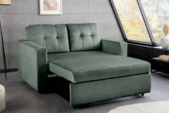 Ausziehbares Schlafsofa SMART 140cm moosgrün Vogue Velours Samt 2-Sitzer Nosagfederung