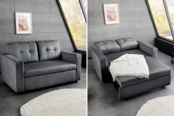 Ausziehbares Schlafsofa SMART 140cm grau Vogue Velours Samt 2-Sitzer Nosagfederung