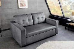 Ausziehbares Schlafsofa SMART 140cm grau Vogue Velours Samt 2-Sitzer Nosagfederung