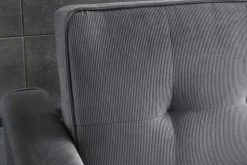 Ausziehbares Schlafsofa SMART 180cm grau Cord 2-Sitzer Couch mit Nosagfederung