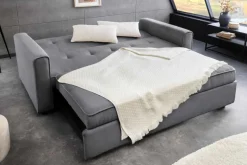Ausziehbares Schlafsofa SMART 180cm grau Cord 2-Sitzer Couch mit Nosagfederung