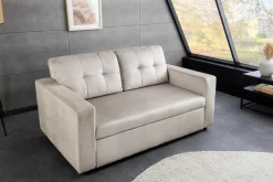 Ausziehbares Schlafsofa SMART 140cm champagner beige Vogue Velours Samt Nosagfederung