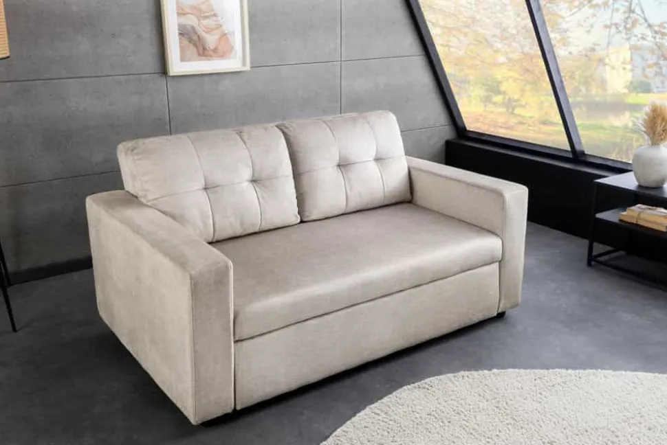 Ausziehbares Schlafsofa SMART 140cm champagner beige Vogue Velours Samt Nosagfederung