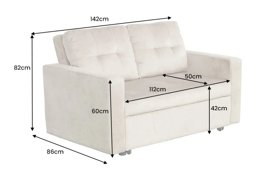 Ausziehbares Schlafsofa SMART 140cm champagner beige Vogue Velours Samt Nosagfederung