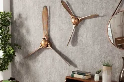 Authentische Wanddekoration SCREW III 60cm kupfer geflammt Flugzeug Propeller