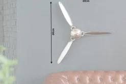 Authentische Wanddekoration SCREW III 60cm silber Flugzeug Propeller