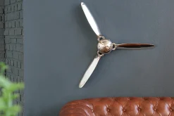 Authentische Wanddekoration SCREW III 60cm silber Flugzeug Propeller
