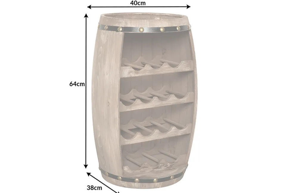Authentisches Weinregal BODEGA 65cm natur Pinie Weinfass Shabby Chic