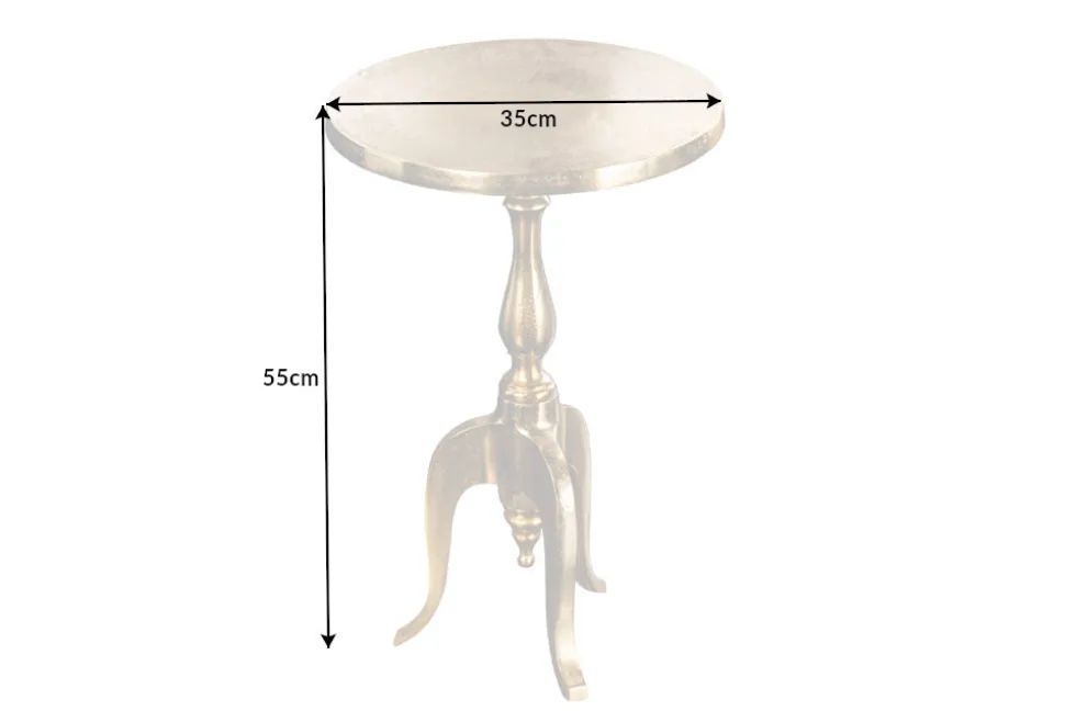 Barock Beistelltisch SAVOY 55cm gold Metall Dreibein rund Vintage