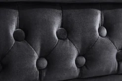 Barock Sofa CHESTERFIELD 205cm schwarz Samt Federkern Knopfheftung 3-Sitzer Couch