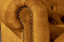 Barock Sofa CHESTERFIELD 205cm senfgelb Samt Federkern Knopfheftung 3-Sitzer Couch