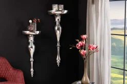 Barocke Wandkonsole SCALA 80cm silber Aluminium Wandregal