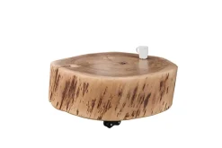 Baumstamm Couchtisch GOA 60cm natur Akazie Massivholz rund mit Rollen Unikat