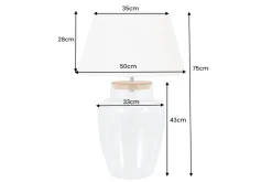 Befüllbare Tischlampe CLASSICO 75cm weiß transparent Glas mit Leinenschirm