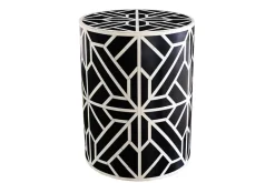 Beistelltisch HARMONY NATURE 45cm rund schwarz weiß Mosaik Kunsthandwerk