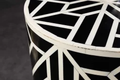 Beistelltisch HARMONY NATURE 45cm rund schwarz weiß Mosaik Kunsthandwerk