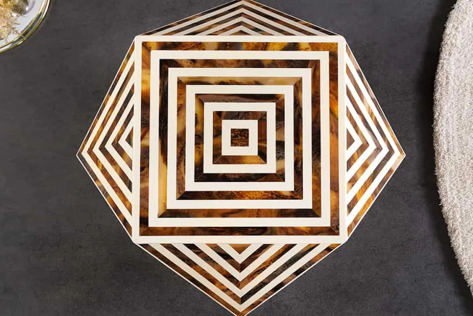 Beistelltisch HARMONY NATURE 60cm braun weiß Mosaik Kunsthandwerk