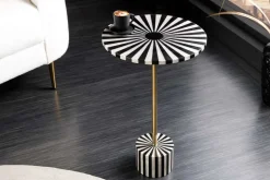 Beistelltisch HARMONY NATURE 55cm schwarz weiß Mosaik rund Kunsthandwerk