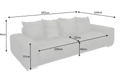 Big Sofa ELEGANCIA 285cm grau Microfaser XXL Couch inkl. Kissen Federkern