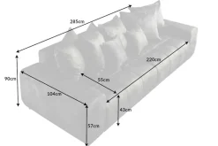 Big Sofa ELEGANCIA 285cm moosgrün Microfaser XXL Couch inkl. Kissen Federkern