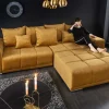 Big Sofa ELEGANCIA 285cm senfgelb Vogue Velours Samt XXL Couch inkl. Kissen Federkern