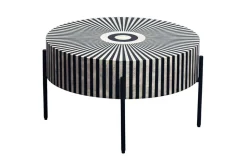 Bone Inlay Couchtisch HARMONY NATURE 65cm schwarz weiß Intarsien Kunsthandwerk