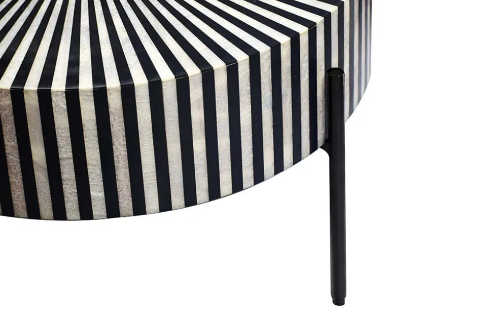 Bone Inlay Couchtisch HARMONY NATURE 65cm schwarz weiß Intarsien Kunsthandwerk
