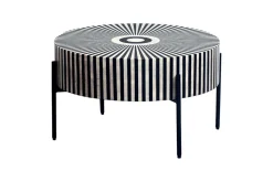 Bone Inlay Couchtisch HARMONY NATURE 65cm schwarz weiß Intarsien Kunsthandwerk