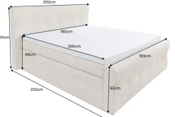 Boxspringbett SIGNUM 180x200cm beige Bouclé inkl. Stauraum Matratze Topper Matratze