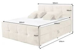 Boxspringbett TOULOUSE 160x200cm beige Microfaser inkl. Matratze Topper Stauraum