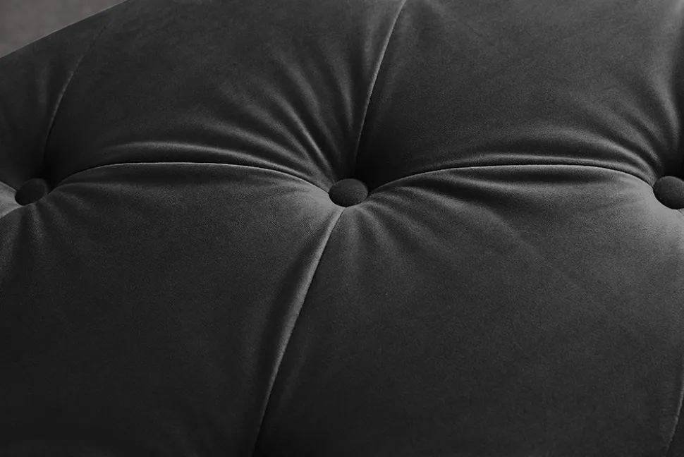 Chesterfield Bank MODERN BAROCK DELUXE 170cm schwarz Samt gold Edelstahl