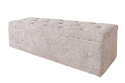 Chesterfield Bettbank EXTRAVAGANCIA 140cm champagner greige Bouclè mit Stauraum