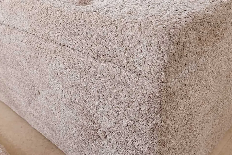 Chesterfield Bettbank EXTRAVAGANCIA 140cm champagner greige Bouclè mit Stauraum