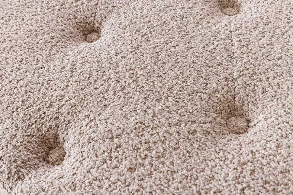 Chesterfield Bettbank EXTRAVAGANCIA 140cm champagner greige Bouclè mit Stauraum