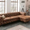 Chesterfield Ecksofa MODERN BAROCK 275cm antik braun Microfaser 3-Sitzer Federkern