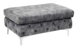 Chesterfield Hocker MODERN BAROCK 90cm dunkelgrau Samt Sitzhocker Fußhocker