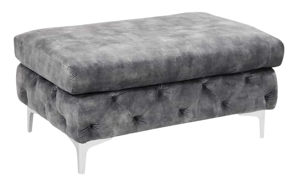 Chesterfield Hocker MODERN BAROCK 90cm dunkelgrau Samt Sitzhocker Fußhocker