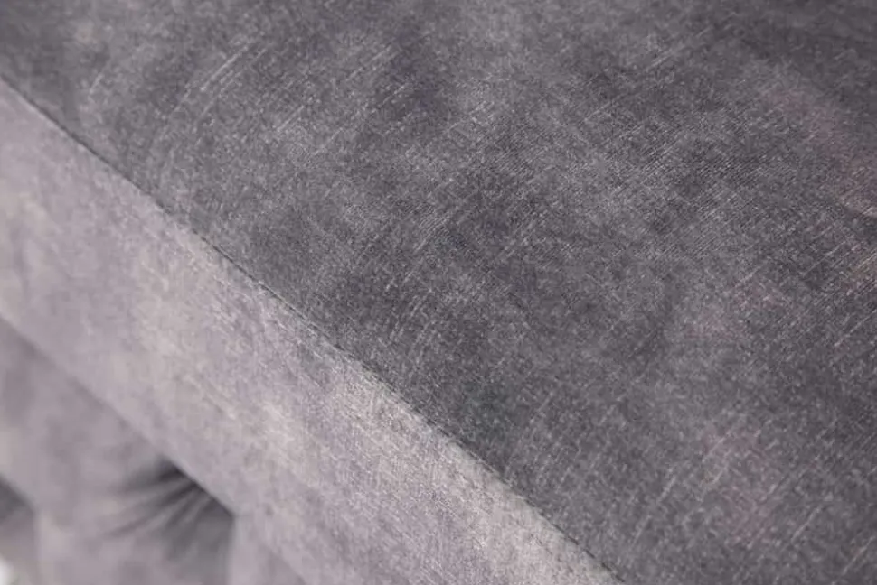 Chesterfield Hocker MODERN BAROCK 90cm dunkelgrau Samt Sitzhocker Fußhocker