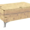 Chesterfield Hocker MODERN BAROCK 90cm senfgelb Samt Sitzhocker Fußhocker