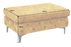 Chesterfield Hocker MODERN BAROCK 90cm senfgelb Samt Sitzhocker Fußhocker