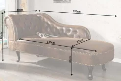 Chesterfield Récamière 170cm antik braun mit Knopfheftung und Nietenbesatz