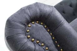Chesterfield 2-Sitzer Sofa 150cm antik grau Microfaser Federkern Knopfheftung