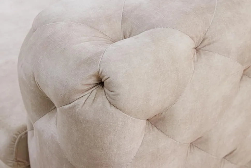 Chesterfield 3-Sitzer Sofa MODERN BAROCK 235cm champagner beige Samt Federkern
